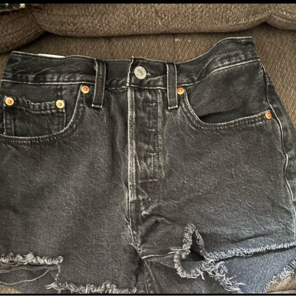 Levi's High Waist Black Denim Shorts